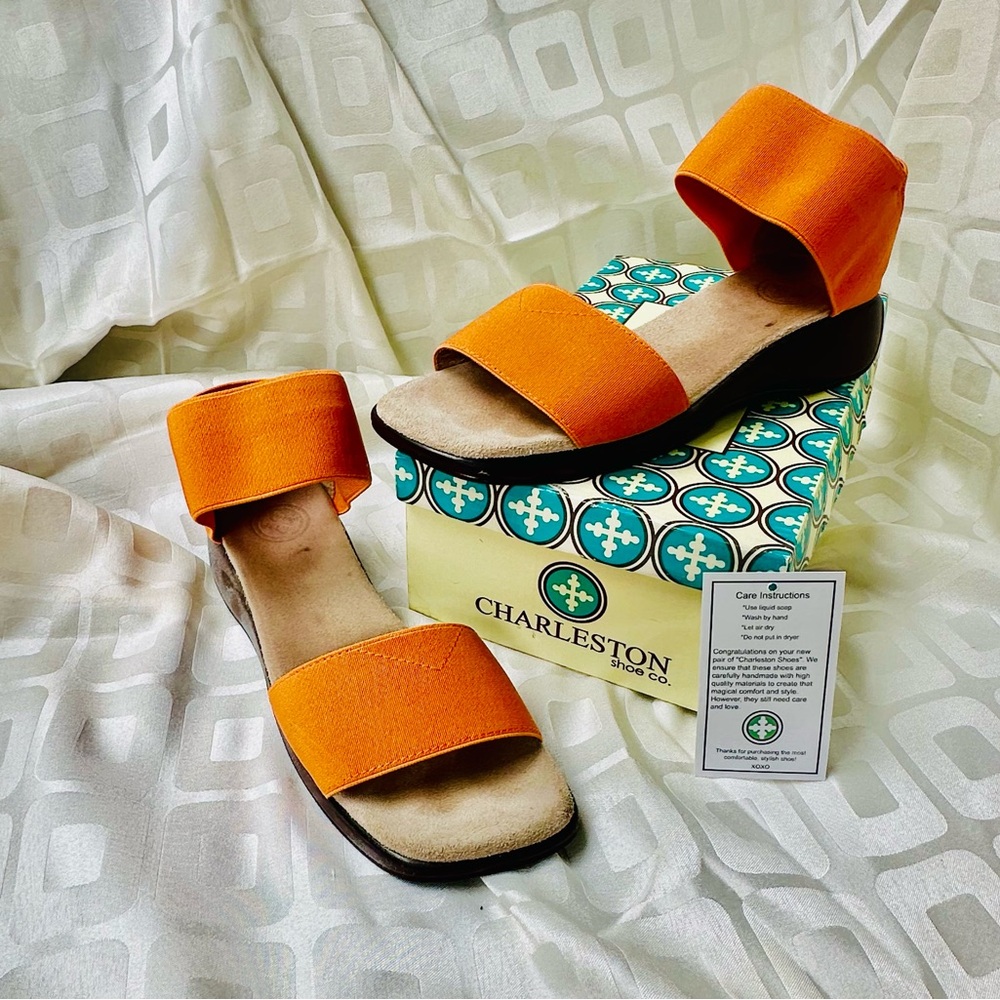 CHARLESTON SHOE CO. Orange Double-Band Open-Toe Sandals